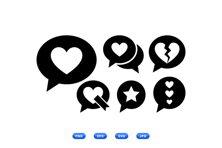 Hand Drawn Heart Chat Icons For Invitations
