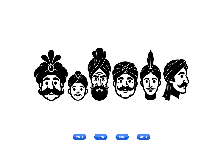 Turban Portrait Vector Graphics For Crafts And SVG