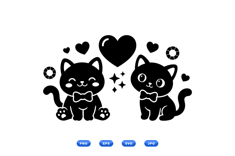 Kawaii Cat SVG For Valentine Invitations