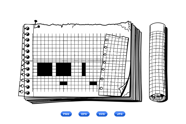 Hand Drawn Grid Paper Clipart For Crafts