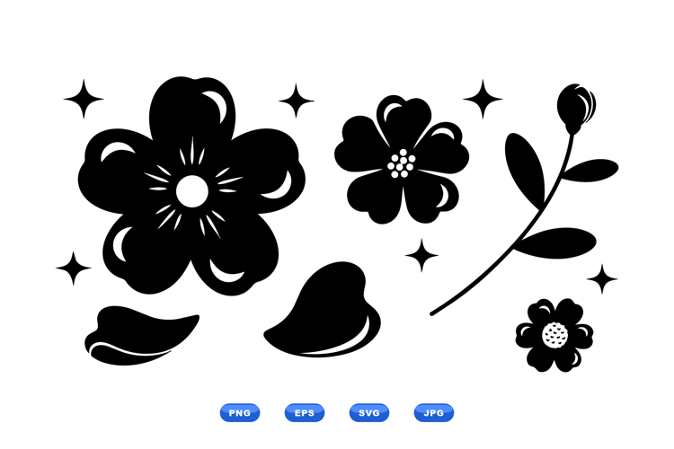 Floral Silhouette Clipart For Crafts