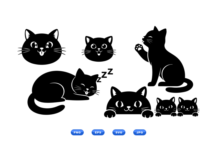 Cute Cat Silhouette Clipart For Crafts