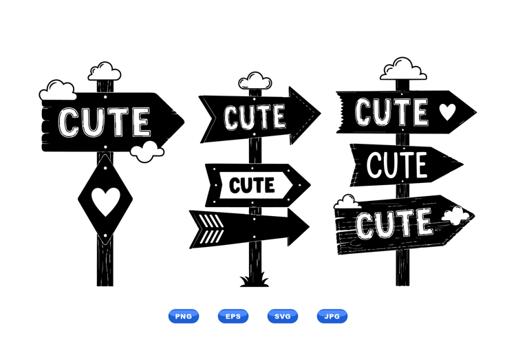 Hand Drawn Wooden Signpost SVG For Crafts