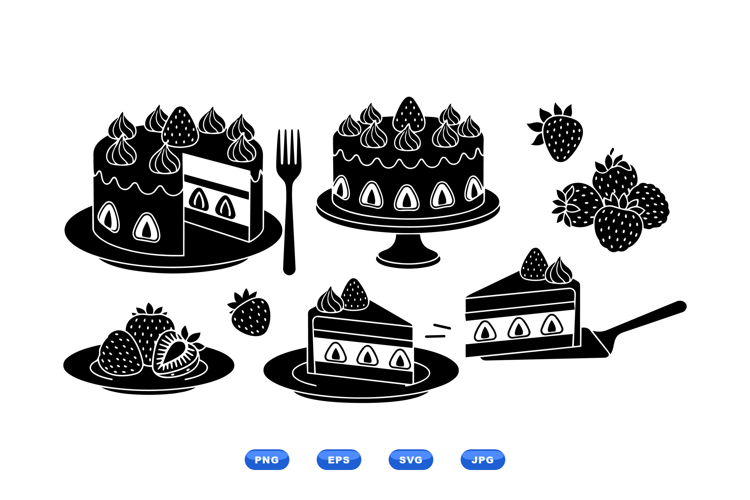 Hand Drawn Strawberry Cake Clipart Invitations