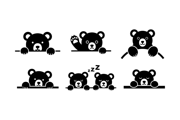 Hand Drawn Bear Peekaboo SVG For Kids Crafts