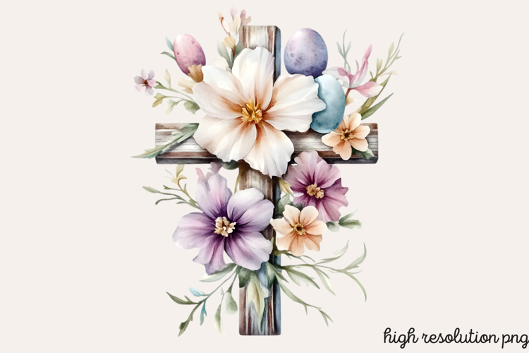 Easter Cross Sublimation Clipart PNG