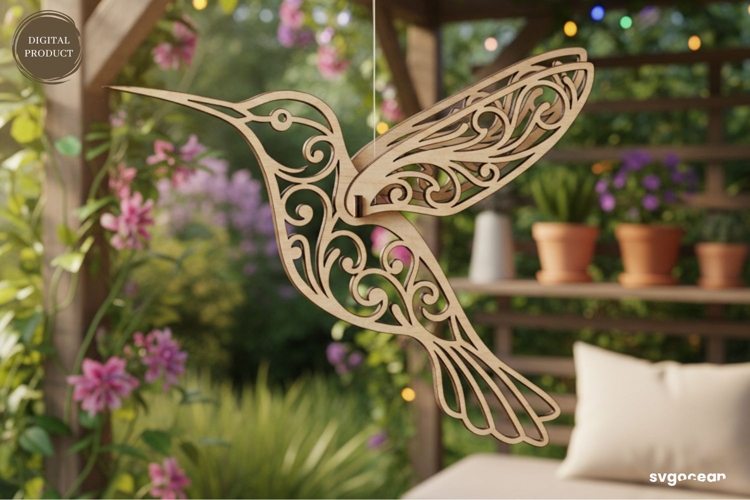 3D Hanging Hummingbird Ornament Laser Cut | Glowforge | SVG