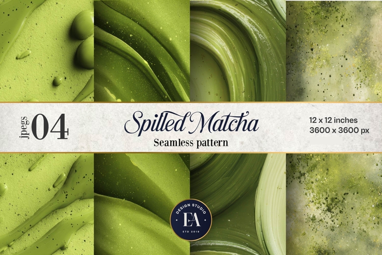 Spilled Matcha Texture, Green Abstract Liquid Digital Paper