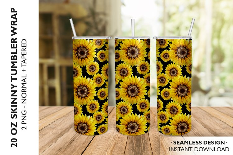 Sunflower Tumbler Sublimation Design, 20 OZ Skinny Tumbler example image 1