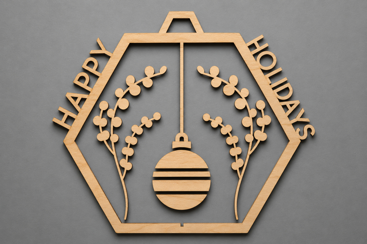 Happy Holidays Wooden Bauble Ornament