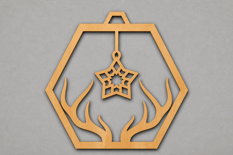 Deer Antler Star Wooden Ornament