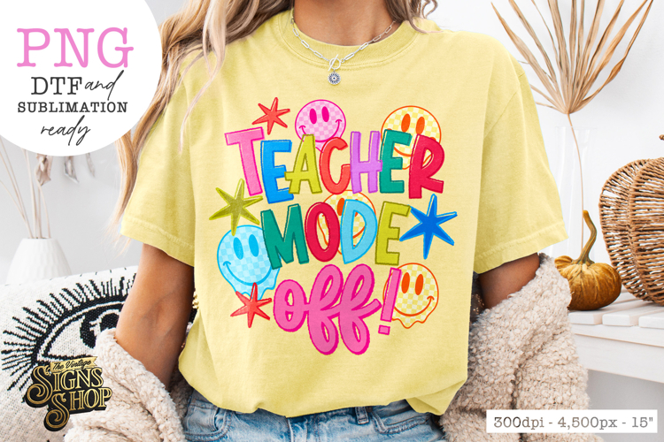 Teacher Mode Off PNG, Preppy Bow Teacher Design