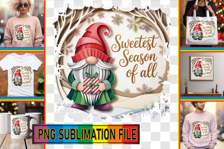 Dazzling PNG Art for TSHIRTS, Holiday Gnome