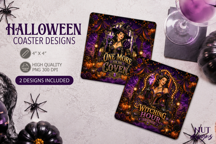 Witch Vintage Carnival Halloween decor square Coaster