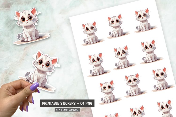 Cute cat sticker, funny cat sticker png