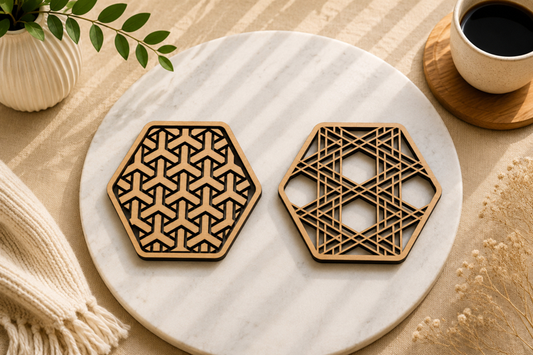 Hexagon Geometric Coaster Laser Cut Files