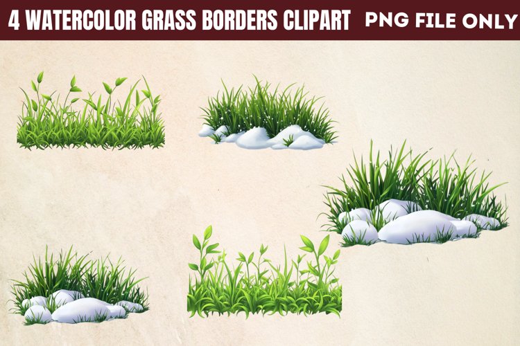 Watercolor Grass Borders Clipart PNG