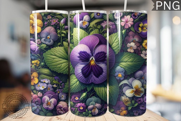 Pansy Flower Tumbler Wrap - Tumbler Design example image 1