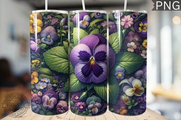 Pansy Flower Tumbler Wrap - Tumbler Design