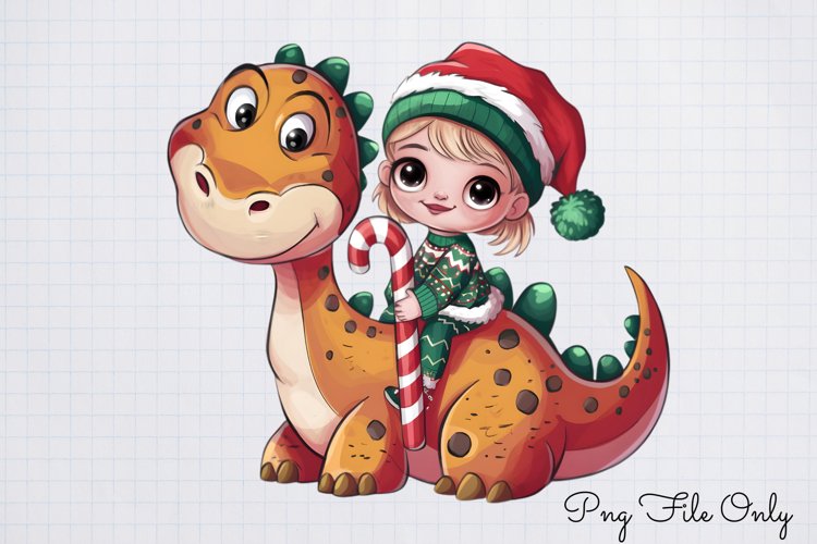 Girls on Dinosaurs Clipart PNG