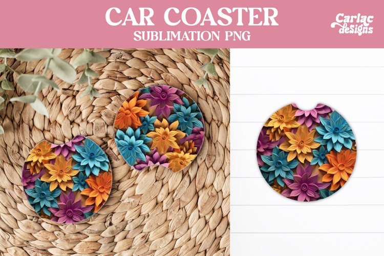 Flowers Car Coaster, 3D Car Coaster
