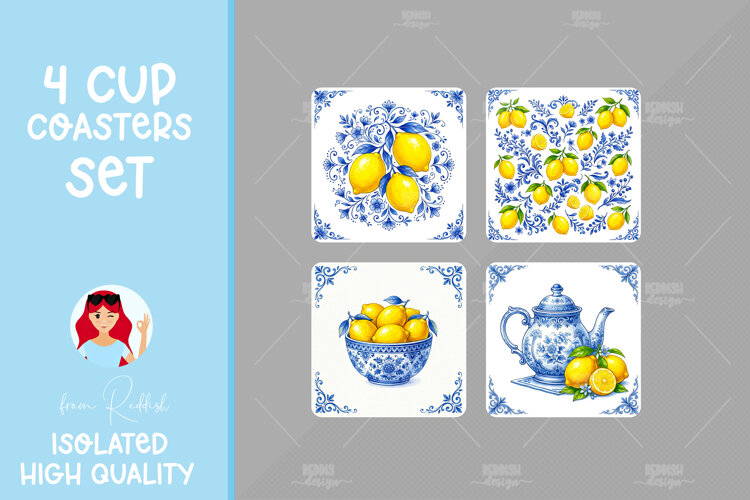 4 Ceramic Tile Style Ornamental Pattern Drink Coasters example image 1