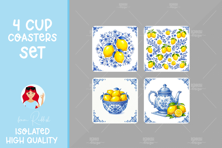4 Ceramic Tile Style Ornamental Pattern Drink Coasters
