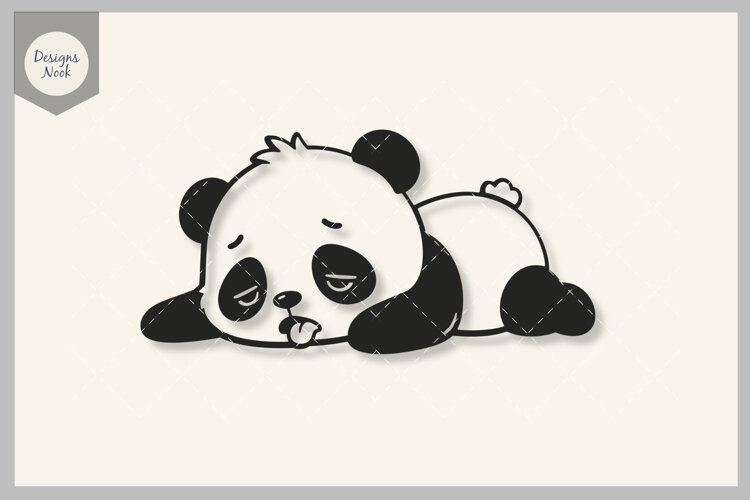 Tired Panda SVG, Sleepy Baby Panda SVG, Cute Exhausted Bear example image 1