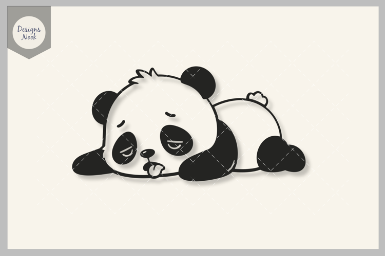 Tired Panda SVG, Sleepy Baby Panda SVG, Cute Exhausted Bear