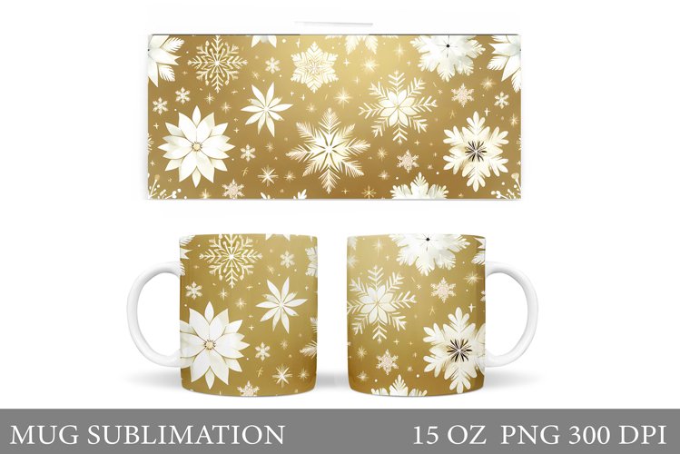Snowflakes Mug Sublimation. Christmas Mug Design