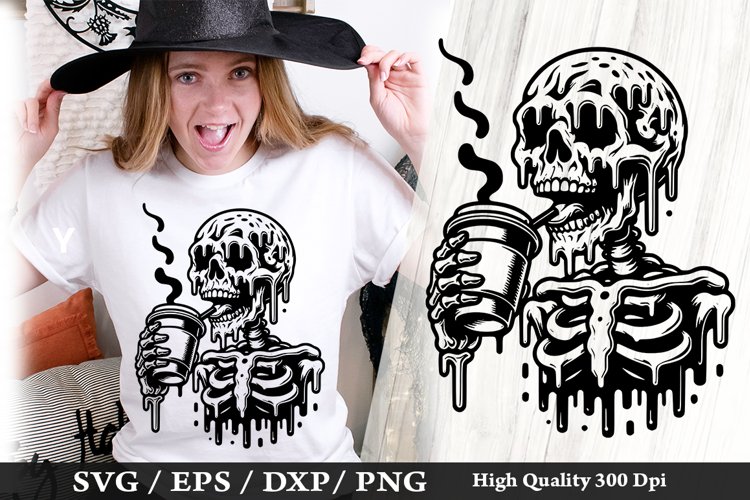 Melting Skeleton SVG Design - Skeleton T shirt Design example image 1