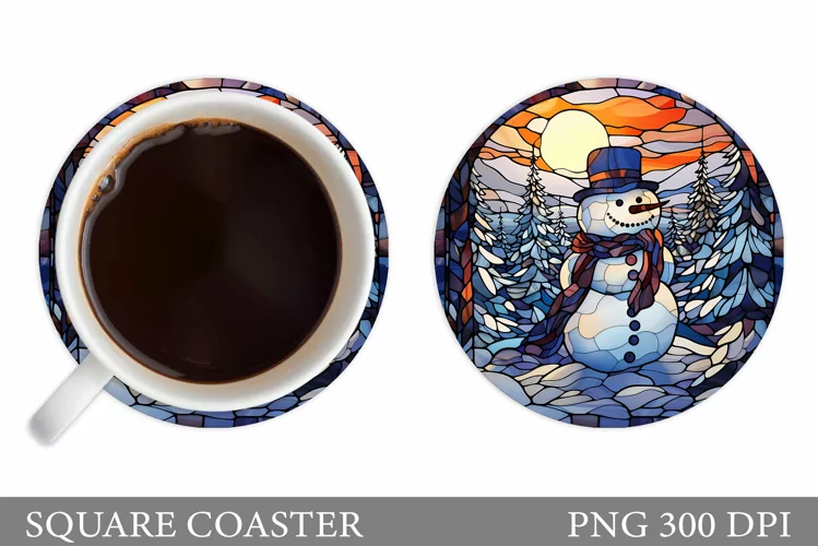 Stained Glass Snowman Coaster. Snowman Coaster Design