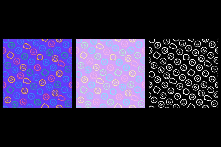 Grunge Mood Mix Seamless Patterns 3 Color Variations example image 1