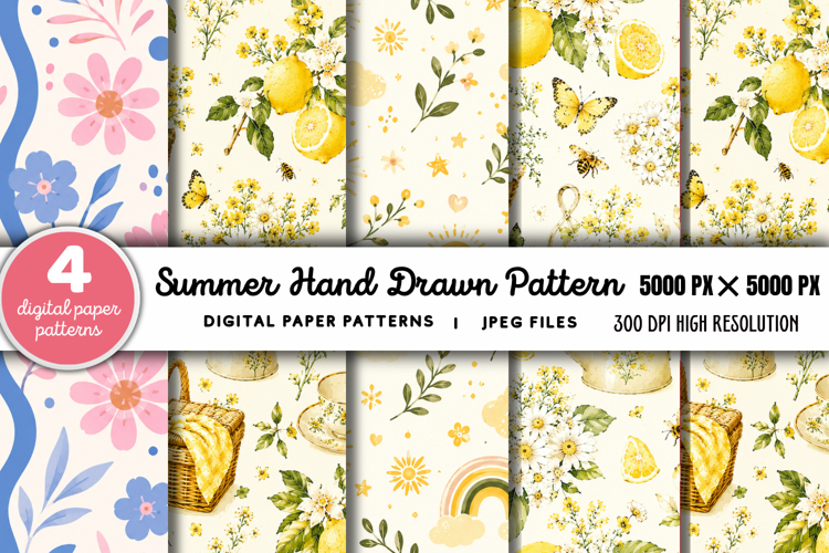 Summer Beach Hand Drawn Pattern JPG
