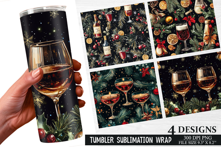 Christmas Wine Tumbler Wrap| Christmas Tumbler Wrap Design