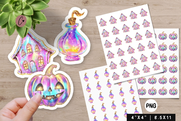 Iridescent Halloween Stickers | Halloween PNG