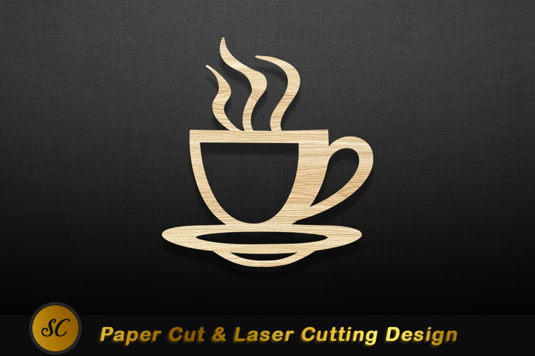 Wooden coffee cup steam design beverage Laser Cut Files