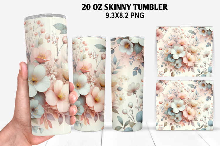 Flower Skinny Tumbler 20oz Wrap Design, Spring Tumbler Wrap