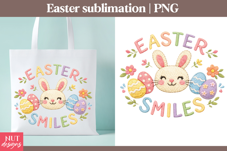 Easter smiles Bunny sublimation Stitched Easter sublimation