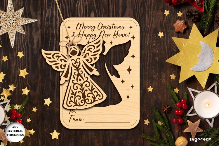 Christmas Card Angel Ornament Laser Cut | Glowforge | SVG