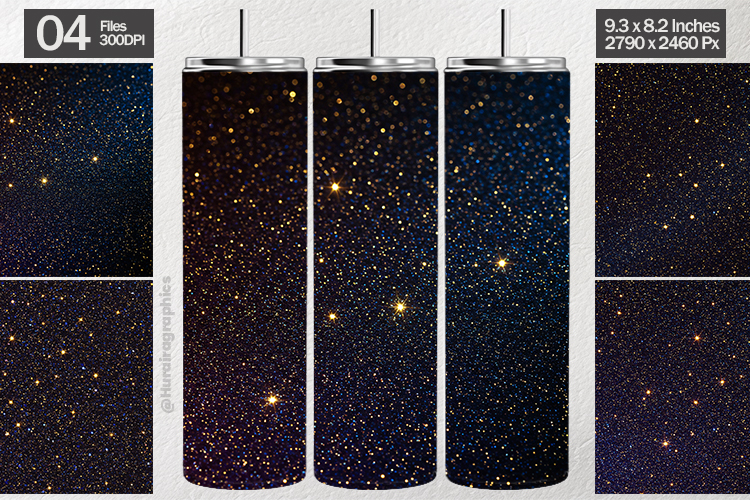Midnight Starry Glitter Tumbler Wrap| Tumbler Sublimation