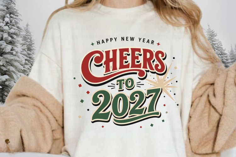 Cheers To 2027 PNG Sublimation Design - Retro Happy New Year