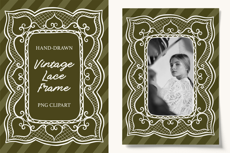 Hand Drawn Vintage Ornate Lace Frame PNG Clipart