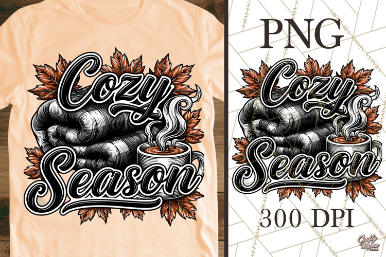 Cozy Season Blanket & Hot Mug PNG, Fall Png