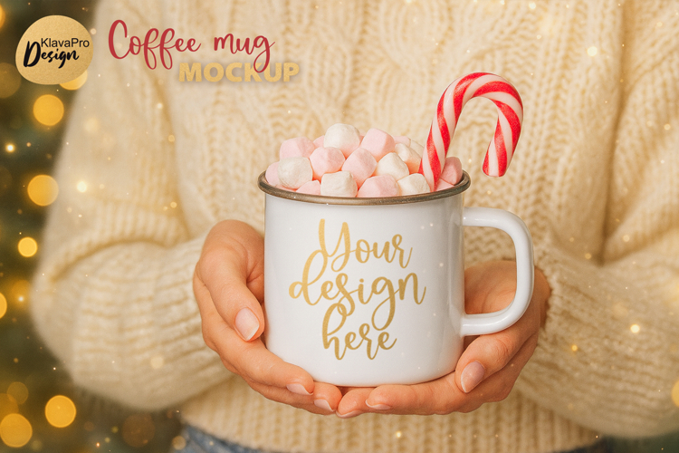 Christmas Mug Mockup Enamel Cup | Holiday Coffee Cup Mockup