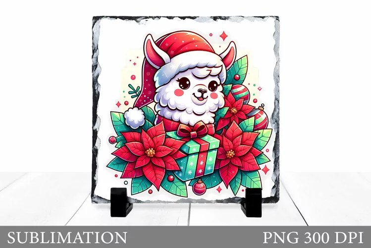 Christmas Lama Sublimation. Christmas Lama Slate Design