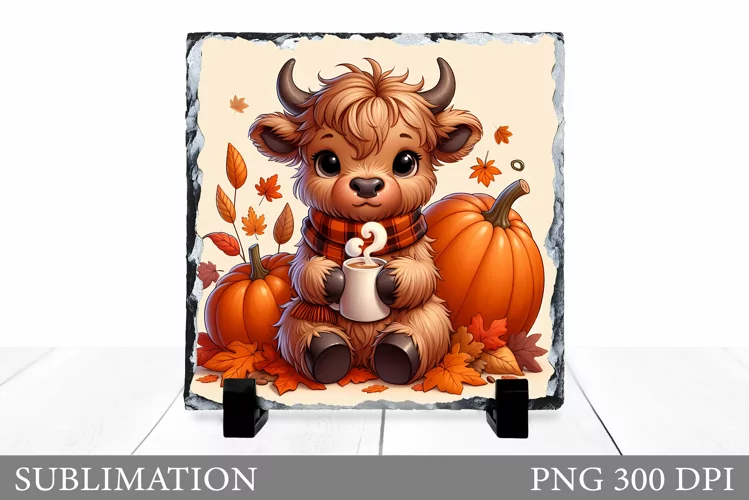 Fall Cow Sublimation. Fall Cow Slate Sublimation