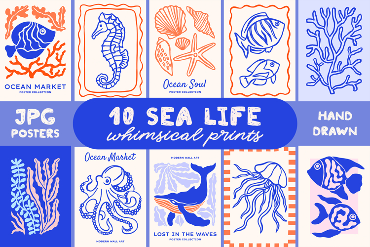 Ocean Life Prints | Coastal Posters JPG
