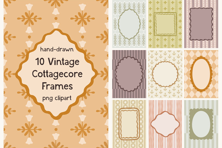 Hand Drawn Vintage Cottagecore Frames PNG example image 1
