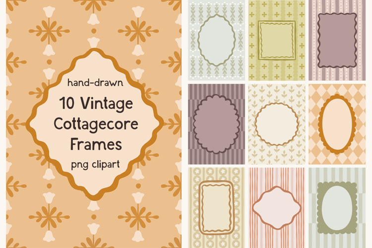 Hand Drawn Vintage Cottagecore Frames PNG